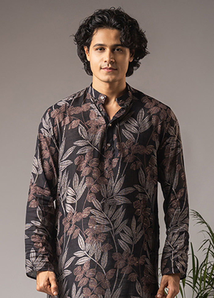 Black Silk Kurta & Pajama Set