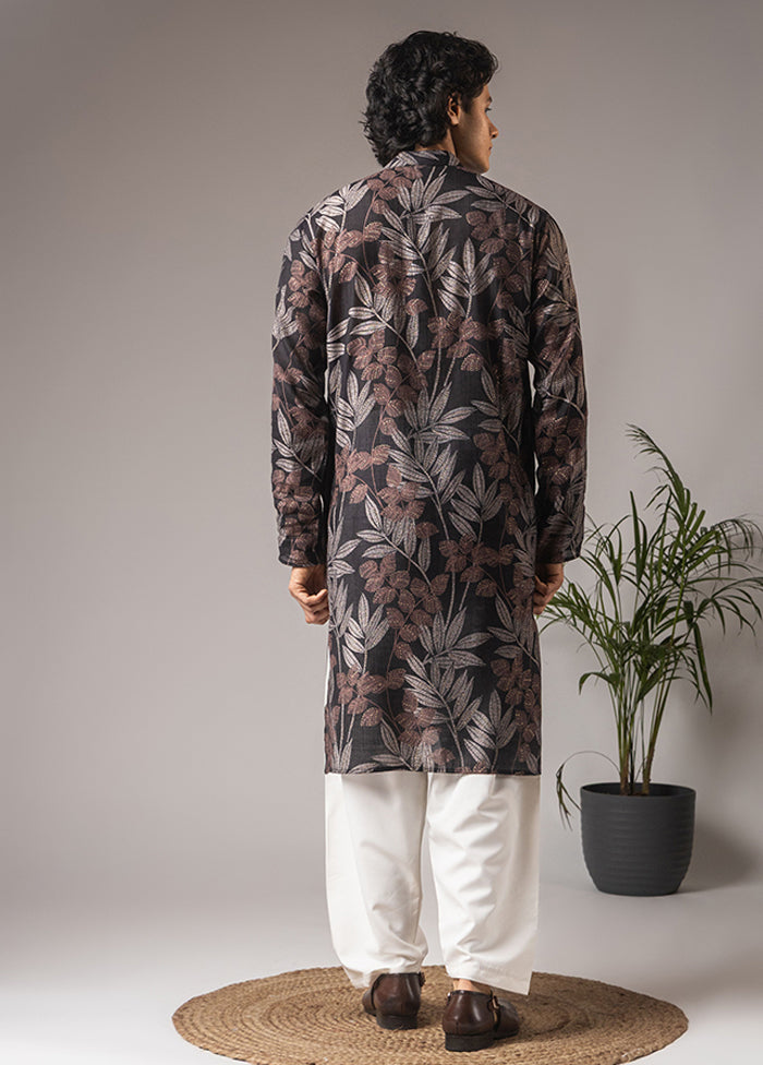 Black Silk Kurta & Pajama Set