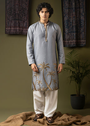 Blue Silk Kurta & Pajama Set