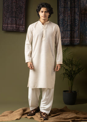 Cream Silk Kurta & Pajama Set
