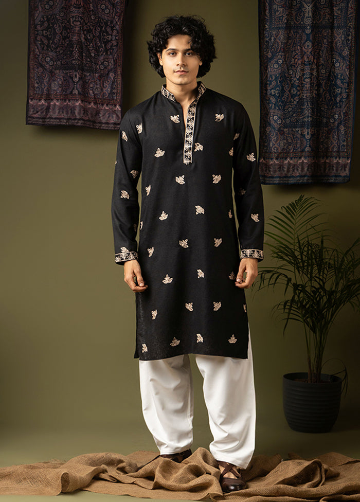 Black Silk Kurta & Pajama Set