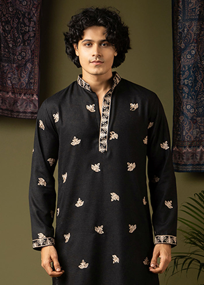 Black Silk Kurta & Pajama Set