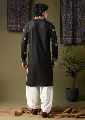 Black Silk Kurta & Pajama Set