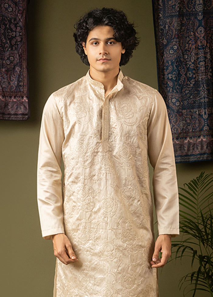 Cream Silk Kurta & Pajama Set