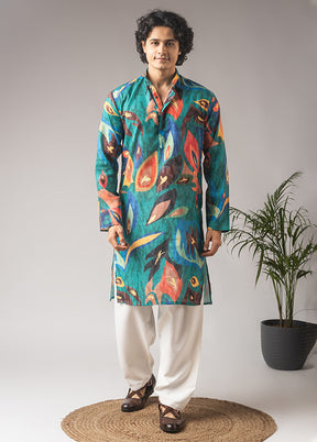 Green Silk Kurta & Pajama Set