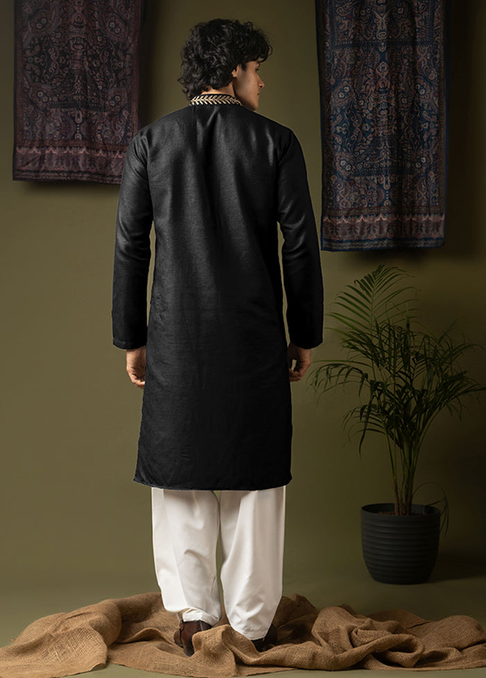 Black Silk Kurta & Pajama Set