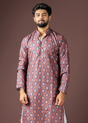 Wine Cotton Kurta & Pajama Set