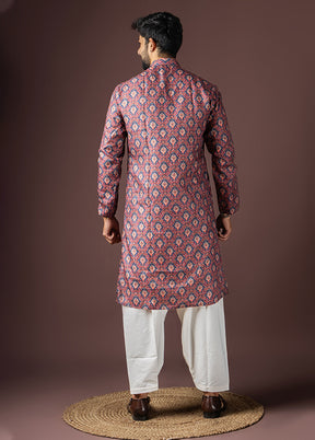 Wine Cotton Kurta & Pajama Set