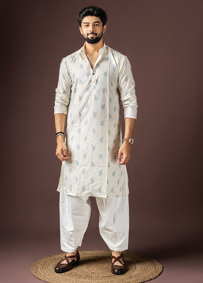 White Cotton Kurta & Pajama Set