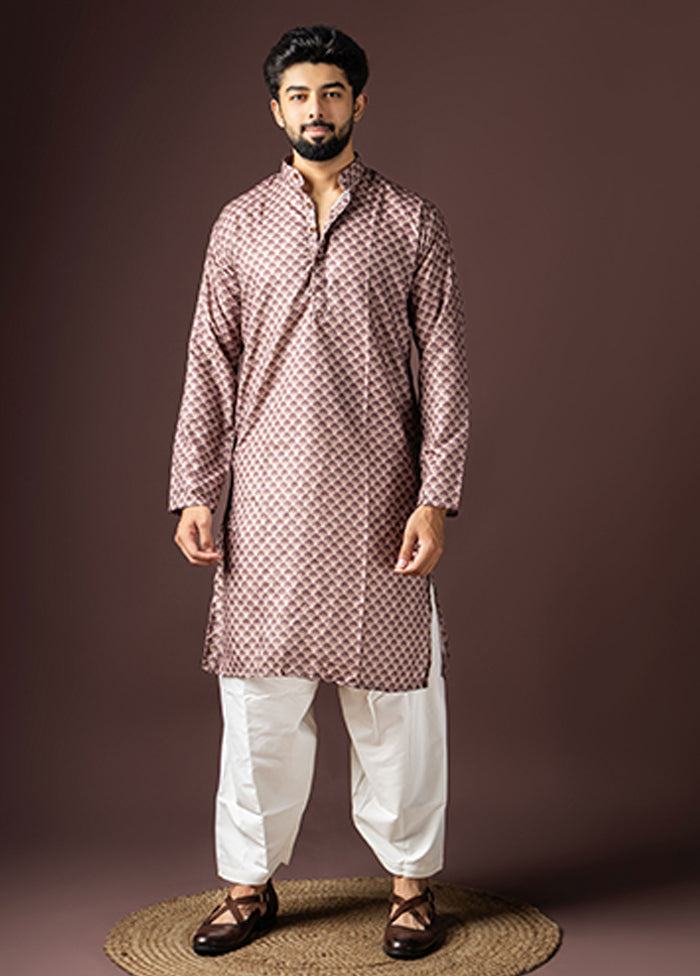 Akash Deep Jodi – Multicolor Printed Silk Saree & Wine Cotton Kurta Set