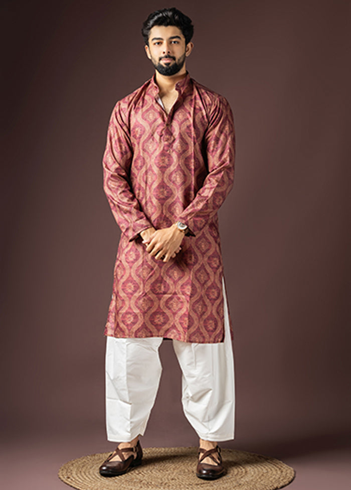 Deepmala Jodi – Pink Cotton Saree & Maroon Cotton Kurta Set