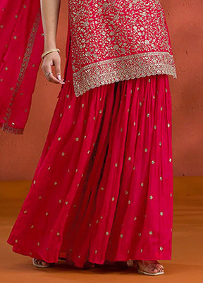 3 Pc Red Georgette Plazzo Suit Set