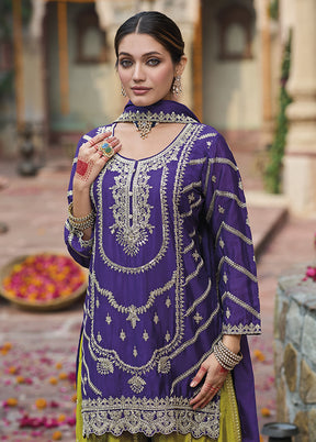 3 Pc Purple Silk Suit Set
