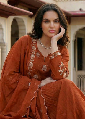 3 Pc Brown Cotton Suit Set