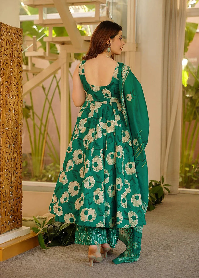 3 Pc Green Muslin Suit Set