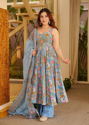 3 Pc Grey Muslin Suit Set