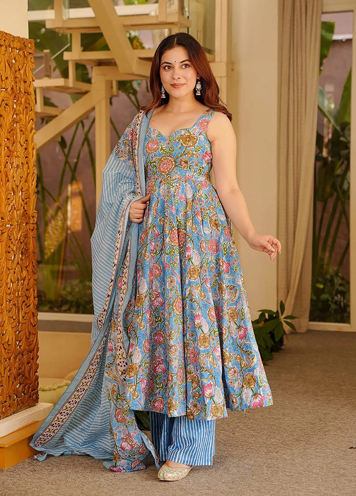 3 Pc Grey Muslin Suit Set