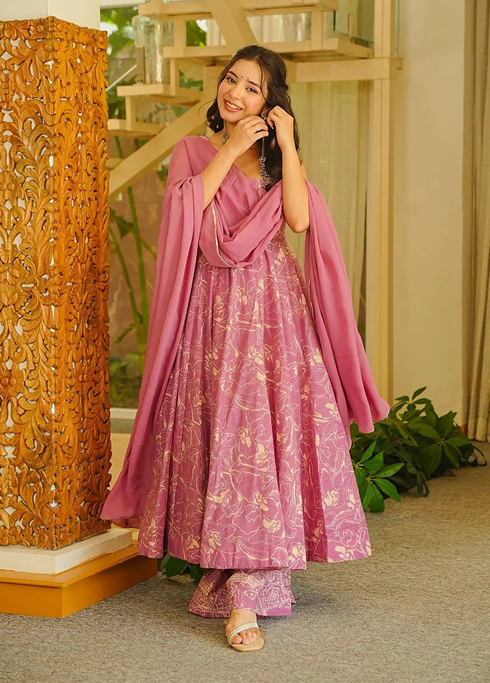 3 Pc Pink Muslin Suit Set