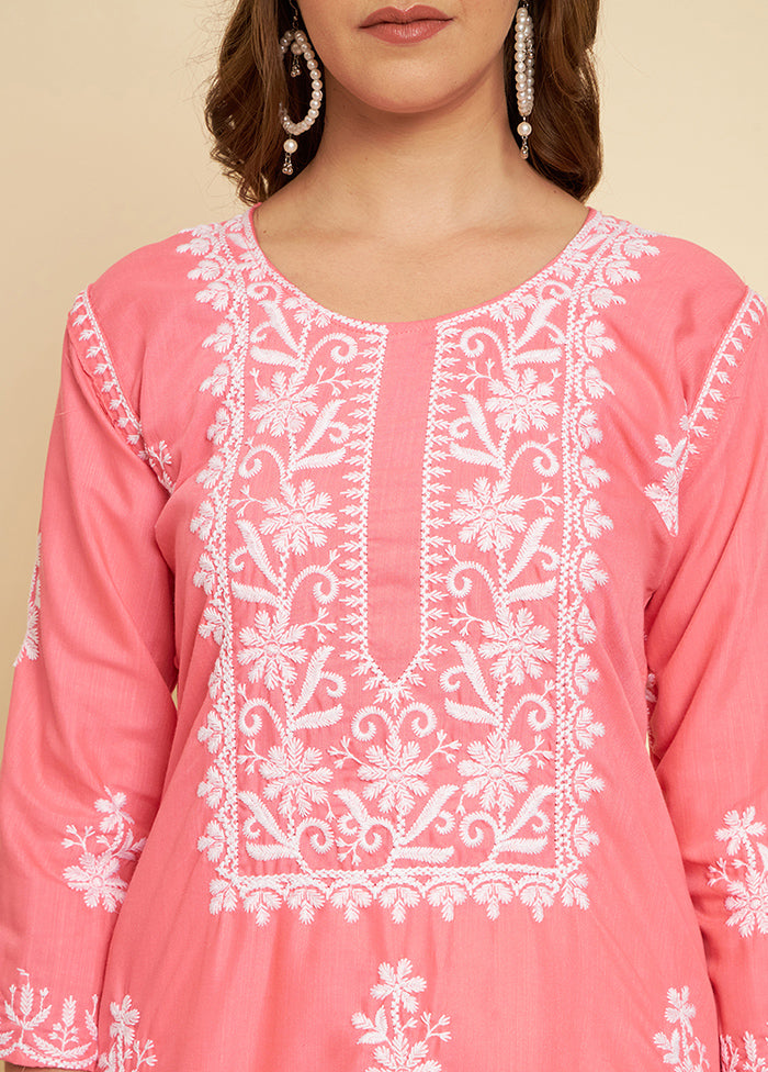 Peach Readymade Cotton Long Kurti - Indian Silk House Agencies