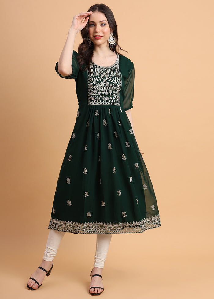 Green Readymade Georgette Kurti - Indian Silk House Agencies