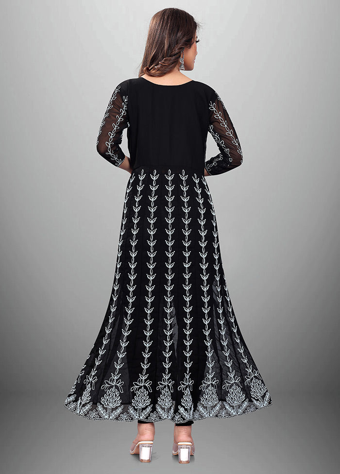 Black Readymade Georgette Chikankari Kurti
