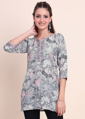 Grey Readymade Cotton Short Kurti - Indian Silk House Agencies