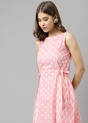 2 Pc Pink Readymade Cotton Kurti Set