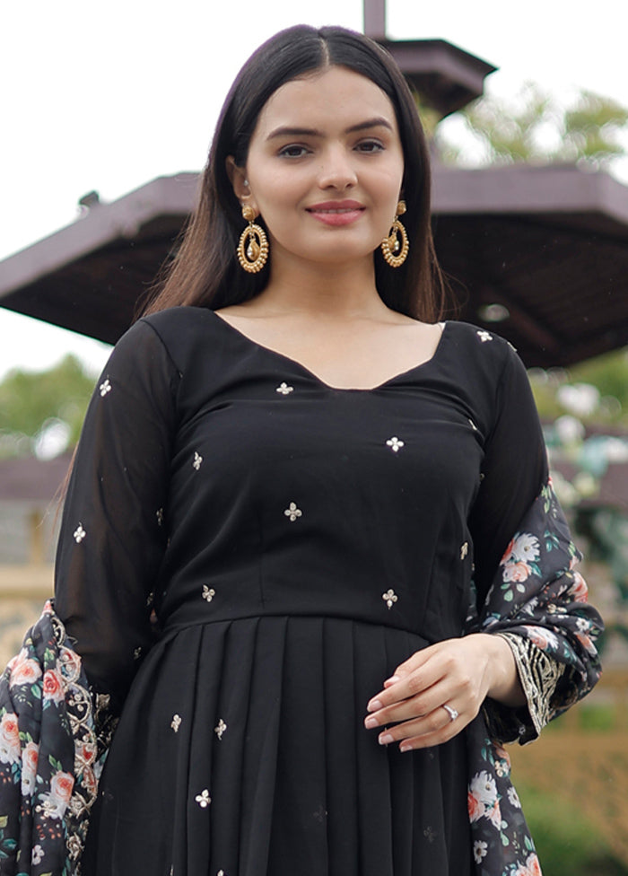black indian dress Black Readymade Georgette Indian Dress