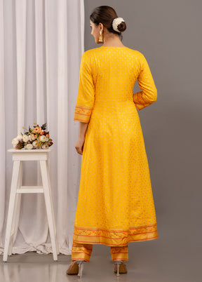 3 Pc Yellow Readymade Rayon Suit Set - Indian Silk House Agencies