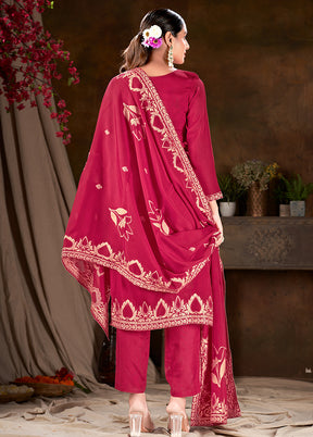 3 Pc Pink Readymade Viscose Suit Set - Indian Silk House Agencies