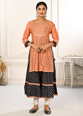 Peach Readymade Cotton Kurti - Indian Silk House Agencies