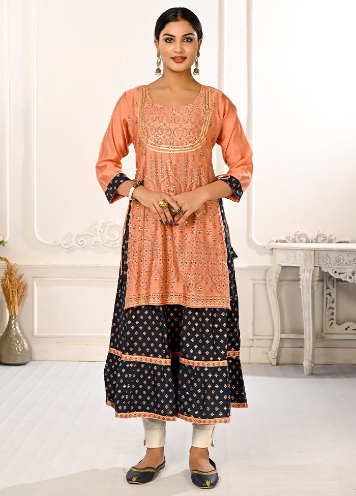 Peach Readymade Cotton Kurti - Indian Silk House Agencies