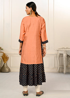 Peach Readymade Cotton Kurti