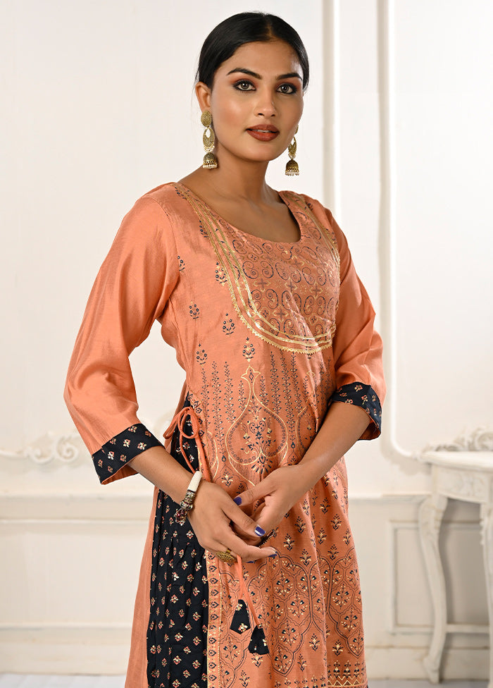 Peach Readymade Cotton Kurti