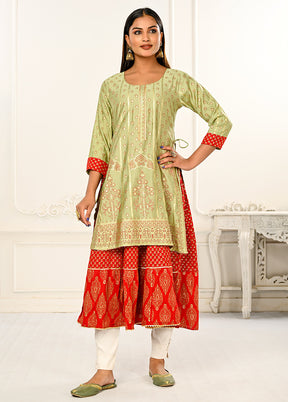 Green Readymade Cotton Kurti - Indian Silk House Agencies