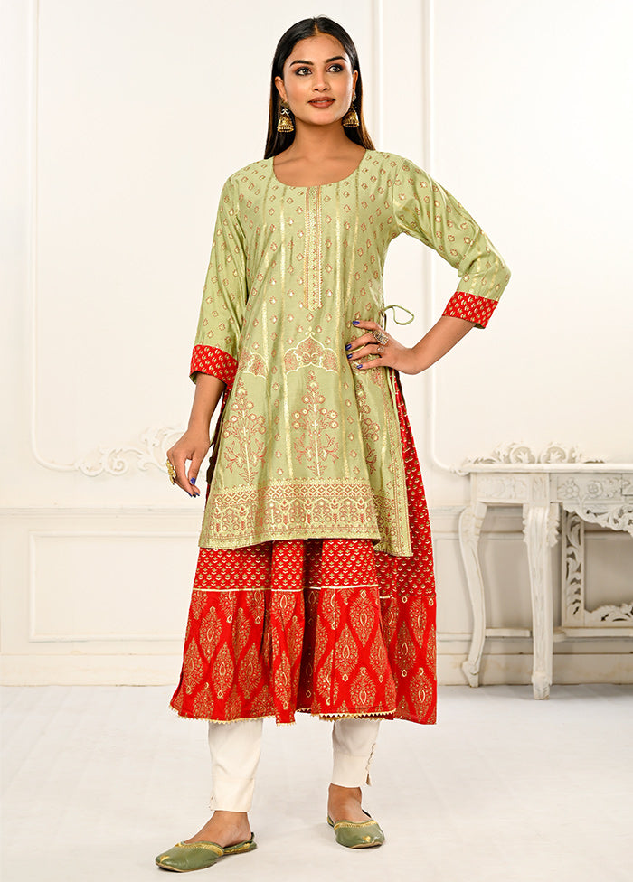 Green Readymade Cotton Kurti - Indian Silk House Agencies