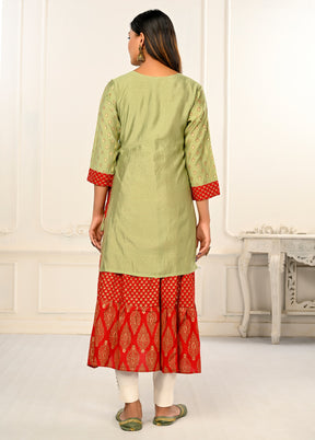 Green Readymade Cotton Kurti