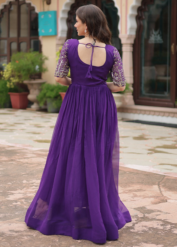 Purple Readymade Georgette Long Indian Dress Purple Readymade Georgette Long Indian Dress