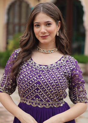 purple indian dress Purple Readymade Georgette Long Indian Dress