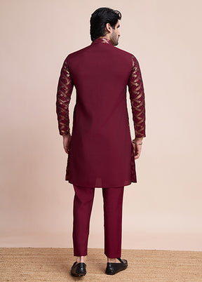 Maroon Silk Kurta