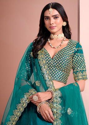 3 Pc Rama Silk Semi Stitched Lehenga Set