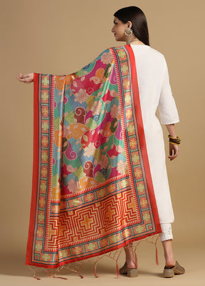 Red Banarasi Silk Dupatta