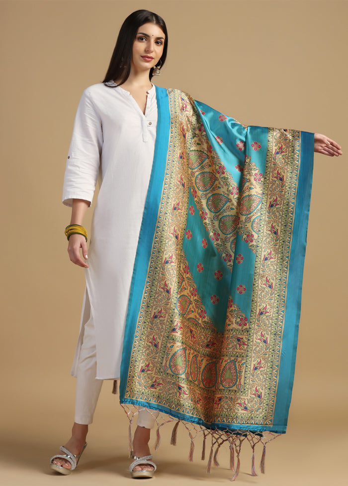 Sky Blue Banarasi Silk Dupatta