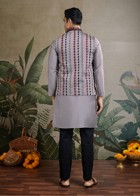 Grey Viscose Kurta With Jacket