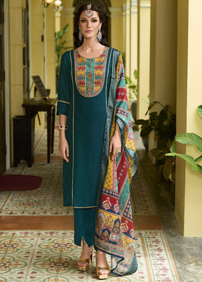3 Pc Rama Readymade Silk Dupatta Suit Set