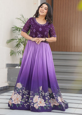 Purple Readymade Georgette Indian Dress