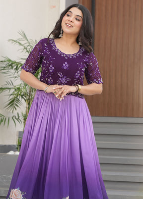 Purple Readymade Georgette Indian Dress
