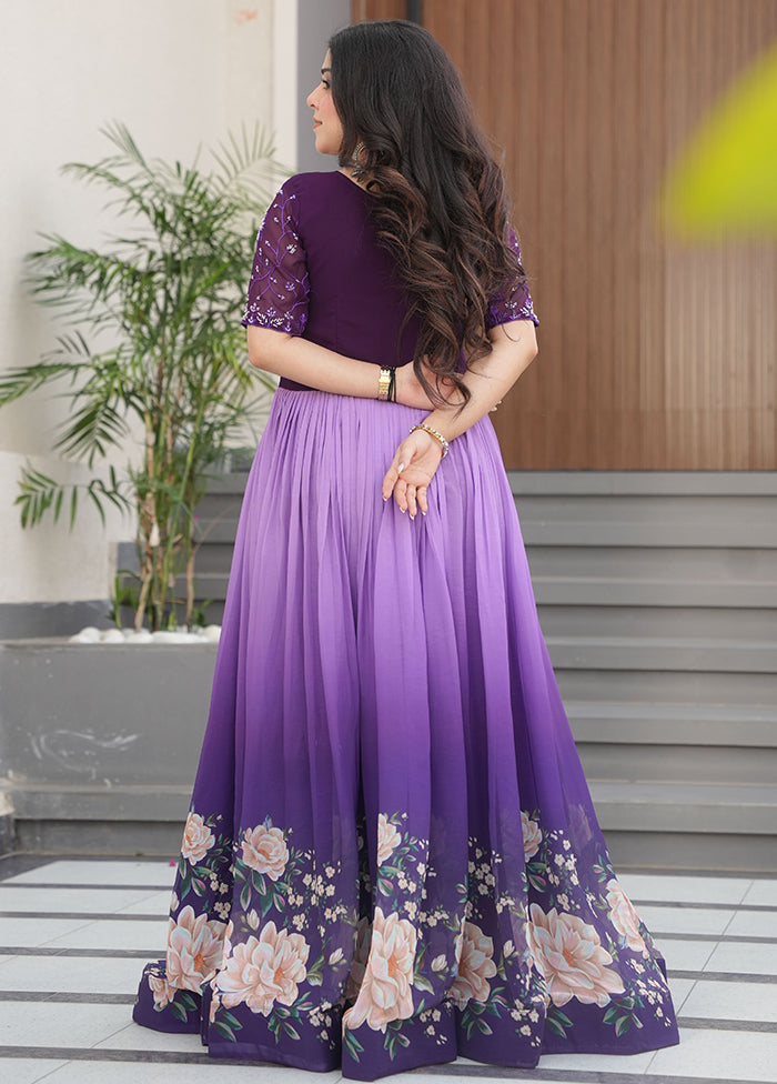 Purple Readymade Georgette Indian Dress