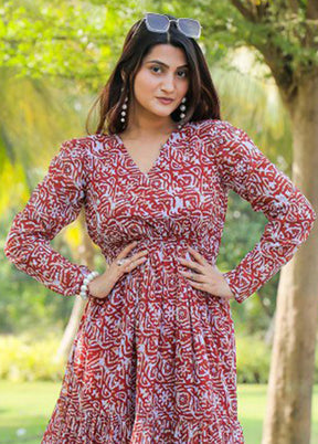 Maroon Readymade Rayon Kurti