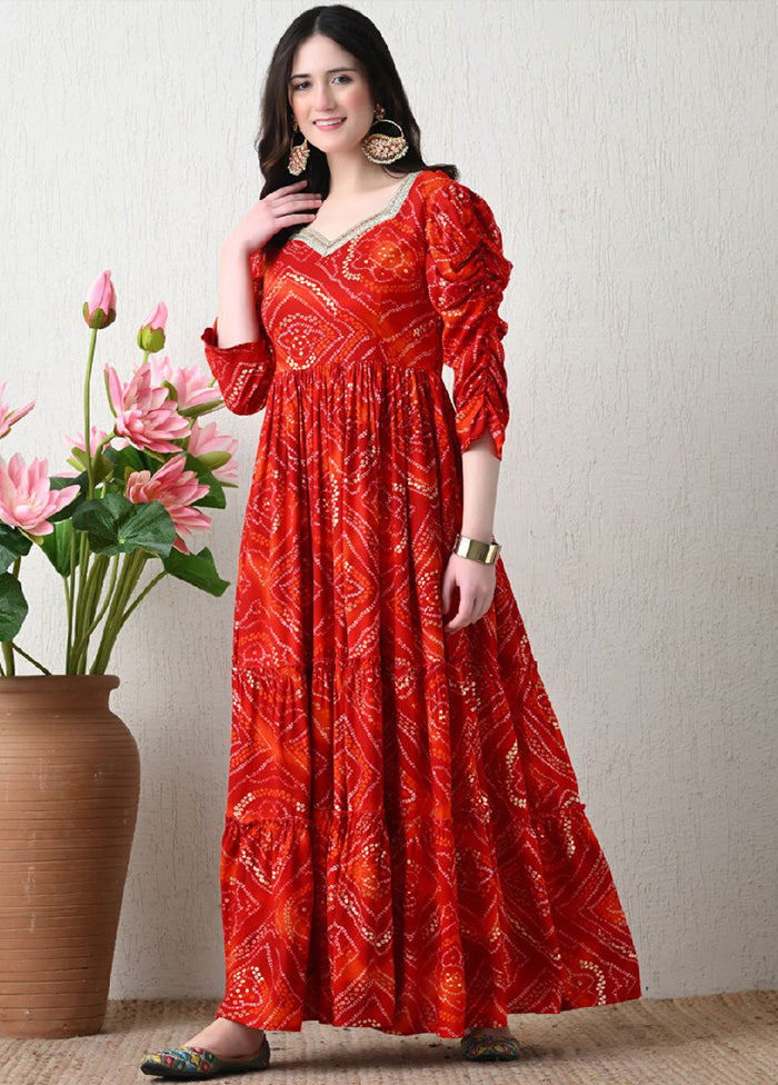 Red Readymade Rayon Kurti